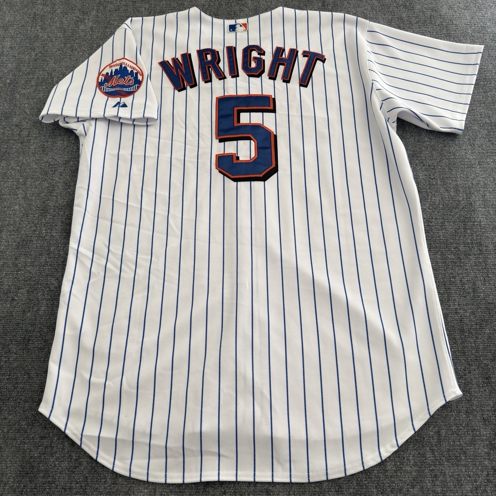 Majestic New York Mets David Wright #5 Jersey White Pinstripe Men's Size 54 2XL